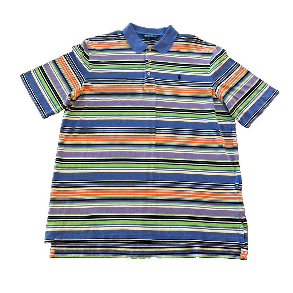 Vintage Polo Golf Ralph Lauren Men's XL Multicolor Striped Pima Cotton Polo